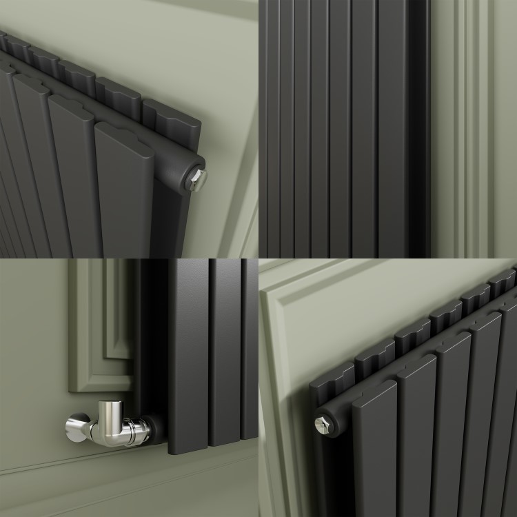 Riace Anthracite Horizontal Flat Designer Radiator 800x408mm Double Panel 1542 BTU