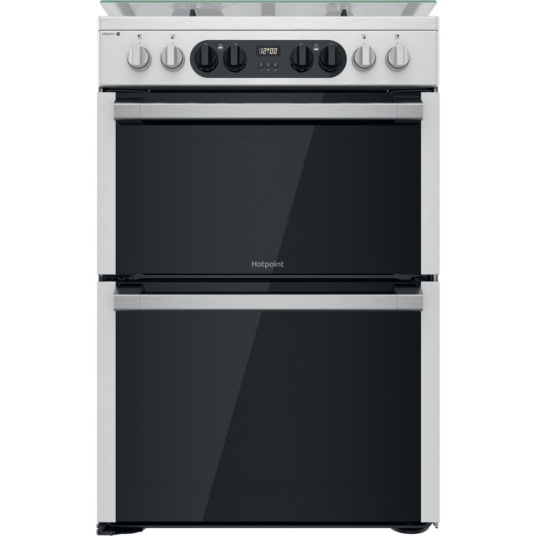 Refurbished Hotpoint HDM67G8C2CX 60cm Double Oven Dual Fuel Cooker Stainless Steel