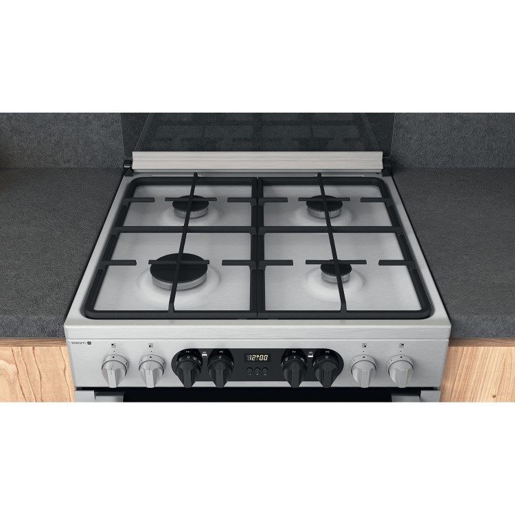 Refurbished Hotpoint HDM67G8C2CX 60cm Double Oven Dual Fuel Cooker Stainless Steel