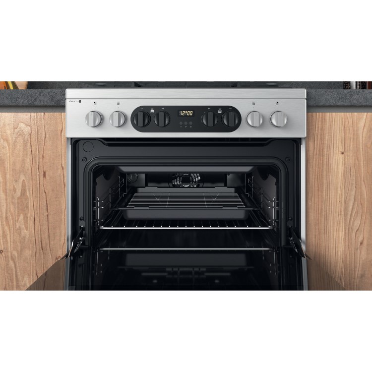 Refurbished Hotpoint HDM67G8C2CX 60cm Double Oven Dual Fuel Cooker Stainless Steel