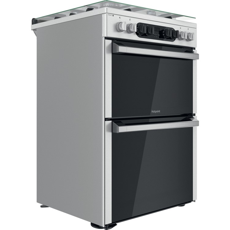 Refurbished Hotpoint HDM67G8C2CX 60cm Double Oven Dual Fuel Cooker Stainless Steel