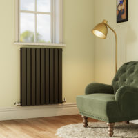 Riace Midnight Black Horizontal Flat Designer Radiator 800x612mm Double Panel 2313 BTU