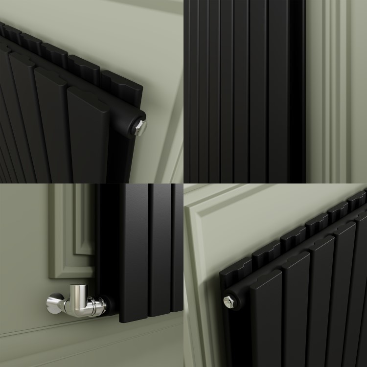 Riace Midnight Black Horizontal Flat Designer Radiator 800x612mm Double Panel 2313 BTU