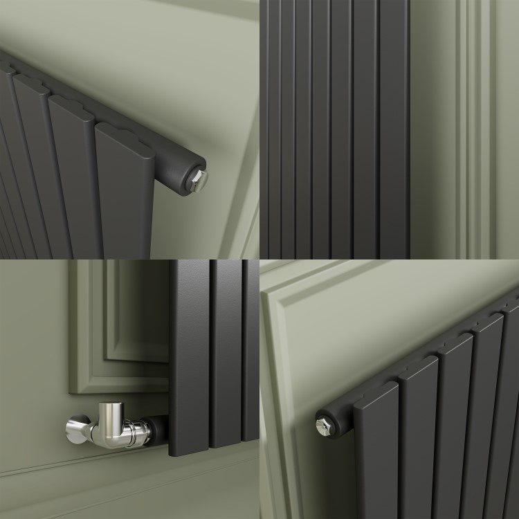 Riace Anthracite Horizontal Flat Designer Radiator 800x612mm Double Panel 2313 BTU