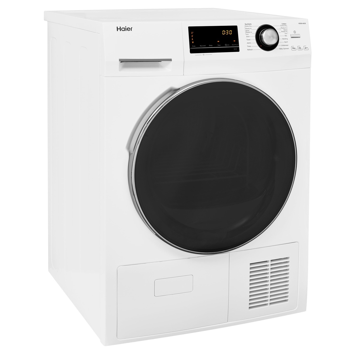 Refurbished Haier HD90-A636 Freestanding Heat Pump 9KG Tumble Dryer White - BuyItDirect.ie haier heat pump tumble dryer
