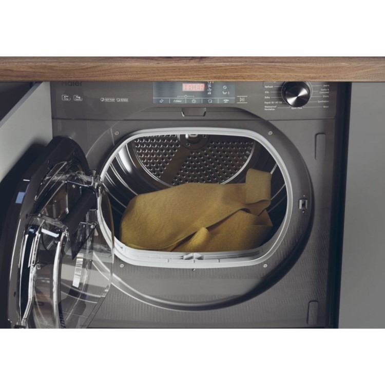 Refurbished Haier Series 4 HDB4H7A2TBERX80 Integrated Heat Pump 7KG Tumble Dryer Graphite