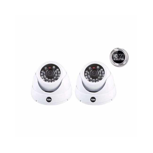 GRADE A1 - Yale HD 720p Twin Dome Camera Pack with 20m Night Vision