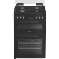 Hotpoint 60cm Dual Fuel Cooker with Glass Lid - Black