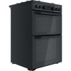 Hotpoint 60cm XXL Capacity Double Oven Gas Cooker - Black