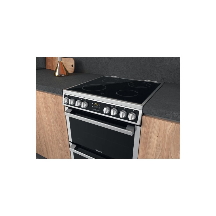 Refurbished Hotpoint HDM67V8D2CX 60cm Double Fan Oven Electric Cooker Stainless Steel