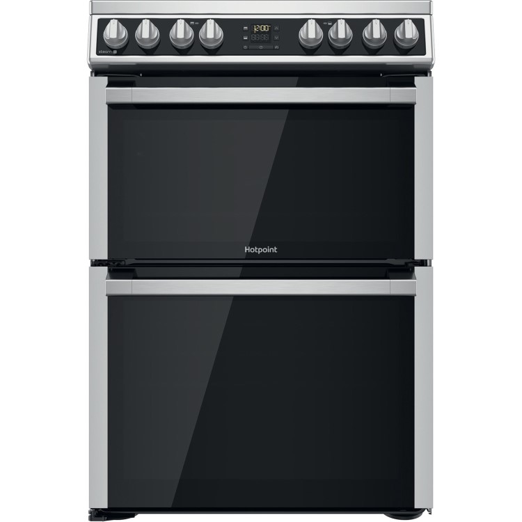 Refurbished Hotpoint HDM67V8D2CX 60cm Double Fan Oven Electric Cooker Stainless Steel