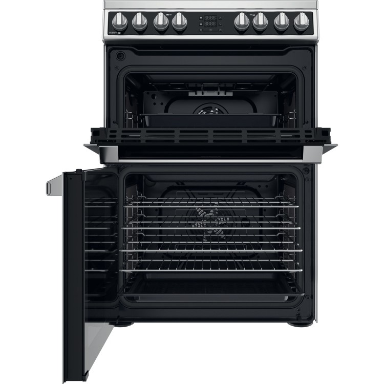 Refurbished Hotpoint HDM67V8D2CX 60cm Double Fan Oven Electric Cooker Stainless Steel