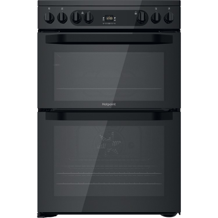 Refurbished Hotpoint HDM67V92HCB 60cm Double Oven Electric Cooker Black