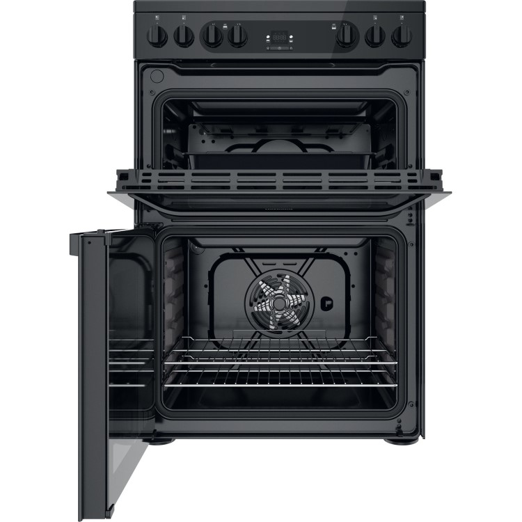 Refurbished Hotpoint HDM67V92HCB 60cm Double Oven Electric Cooker Black