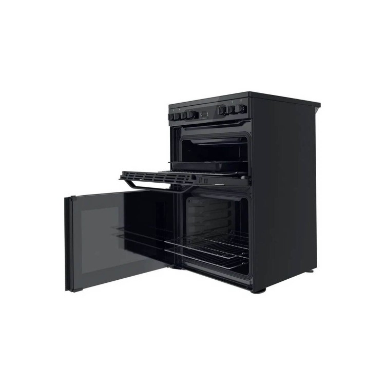 Refurbished Hotpoint HDM67V92HCB 60cm Double Oven Electric Cooker Black