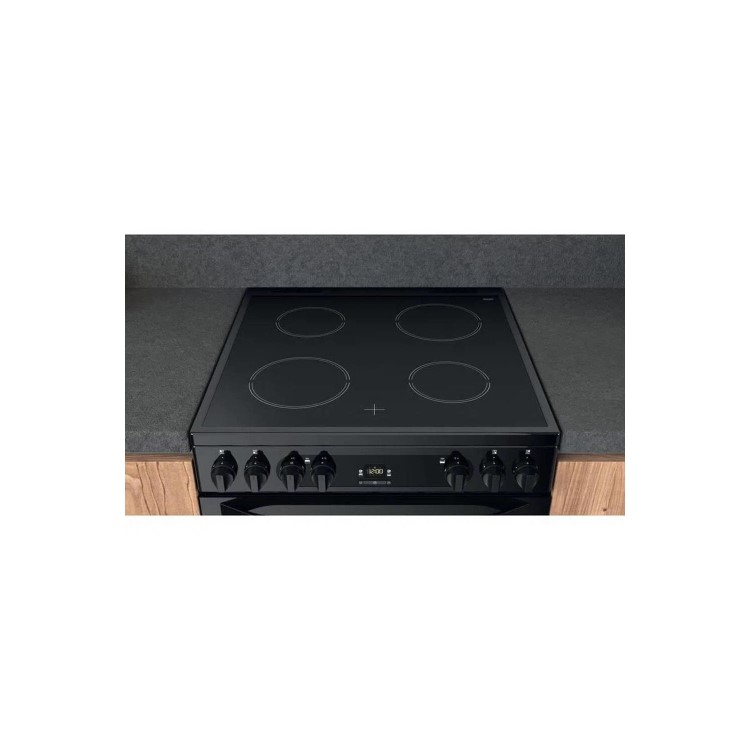Refurbished Hotpoint HDM67V92HCB 60cm Double Oven Electric Cooker Black