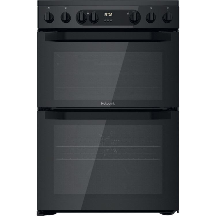 Refurbished Hotpoint HDM67V9CMB 60cm Double Oven Electric Cooker Black