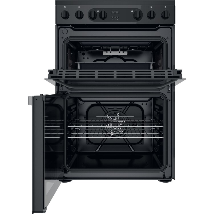 Refurbished Hotpoint HDM67V9CMB 60cm Double Oven Electric Cooker Black
