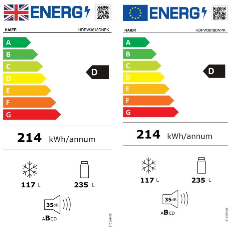 Refurbished Haier Series 3 352 Litre 60/40 Freestanding Fridge Freezer - Platinum