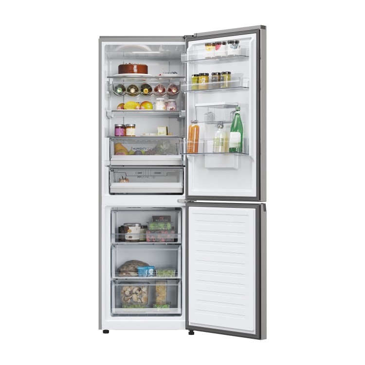 Refurbished Haier 2D 60 Series 5 Pro HDPW5618DWPK Freestanding 349 Litre 60/40 Frost Free Fridge Freezer Silver