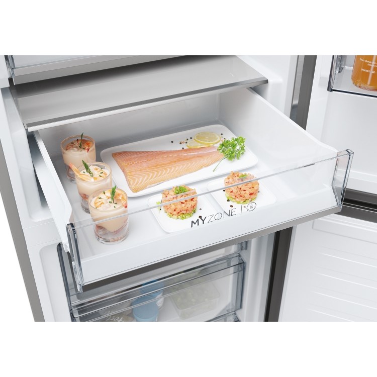 Refurbished Haier 2D 60 Series 5 Pro HDPW5618DWPK Freestanding 349 Litre 60/40 Frost Free Fridge Freezer Silver