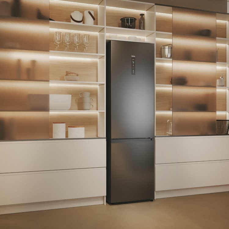 Refurbished Haier Series 5 Pro HDPW5620CNPD Freestanding 406 Litre 70/30 Frost Free Fridge Freezer Stainless Steel