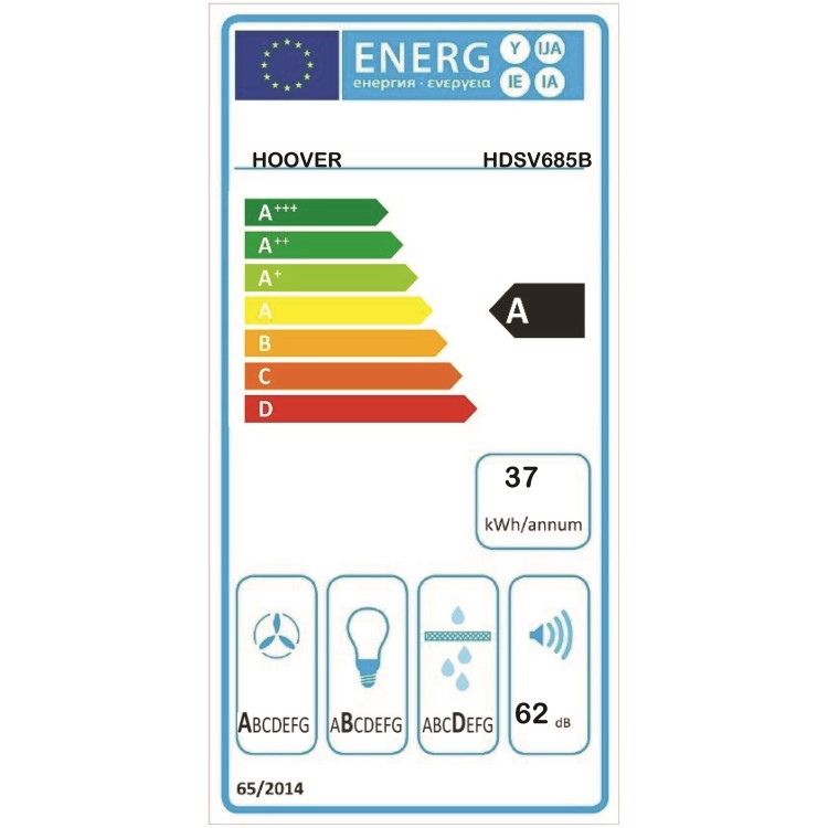 Hoover H-Hood 700 60cm Slimline Chimney Cooker Hood - Stainless Steel