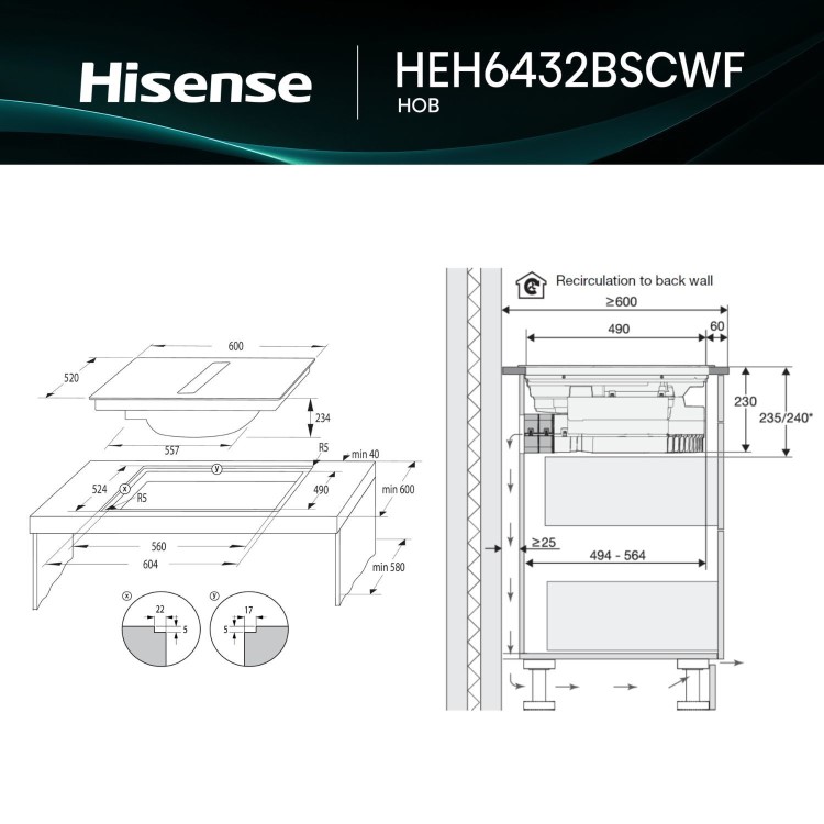 Hisense Hi6 60cm 4 Zone Venting Induction Hob