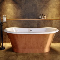 GRADE A1 - Copper Effect Freestanding Double Ended Bath 1690 x 800mm - Helmsley