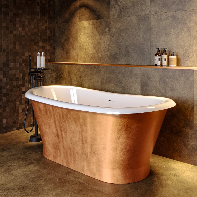 GRADE A1 - Copper Effect Freestanding Double Ended Bath 1690 x 800mm - Helmsley
