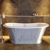 GRADE A1 - Silver Effect Freestanding Double Ended Bath 1690 x 800mm - Helmsley