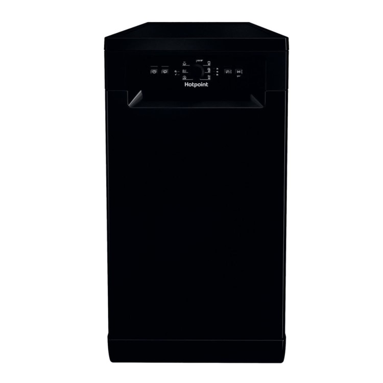 Refurbished Hotpoint HF9E1B19BUK 9 Place Freestanding Slimline Dishwasher Black