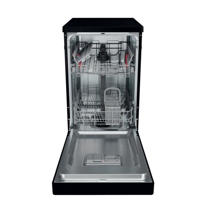 Refurbished Hotpoint HF9E1B19BUK 9 Place Freestanding Slimline Dishwasher Black