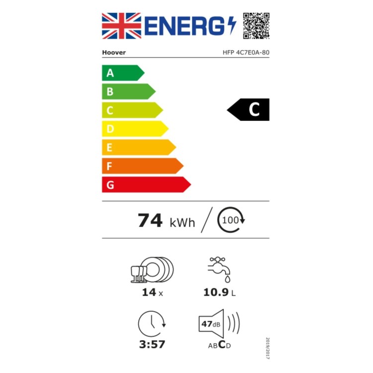 Hoover H-Dish 300 Freestanding Dishwasher - Smart Wi-Fi C Rated Graphite