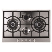 CDA 75cm 4 Burner Gas Hob with 2 Wok Burners - Stainless Steel