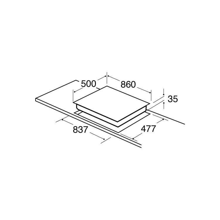 CDA 86cm 5 Burner Gas Hob with Wok Burner - Stainless Steel