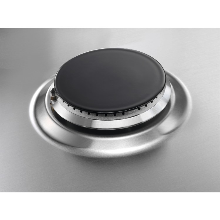 Refurbished AEG HGB75500SM 75cm 5 Burner Gas Hob with Side Wok Burner Stainless Steel