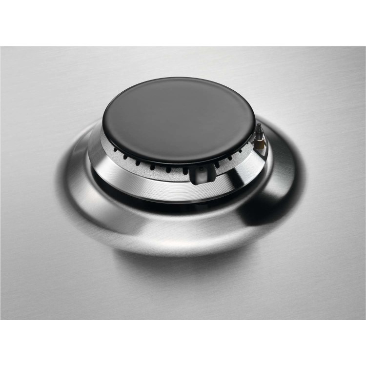 Refurbished AEG HGB95520YM 86cm 5 Burner Gas Hob With Cast Iron Pan Stands Stainless steel