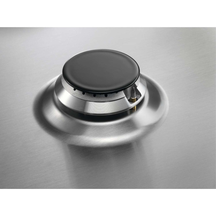 Refurbished AEG HGB95520YM 86cm 5 Burner Gas Hob With Cast Iron Pan Stands Stainless steel