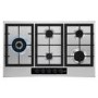 Refurbished AEG HGB95520YM 86cm 5 Burner Gas Hob With Cast Iron Pan Stands Stainless steel