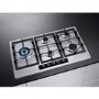 Refurbished AEG HGB95520YM 86cm 5 Burner Gas Hob With Cast Iron Pan Stands Stainless steel