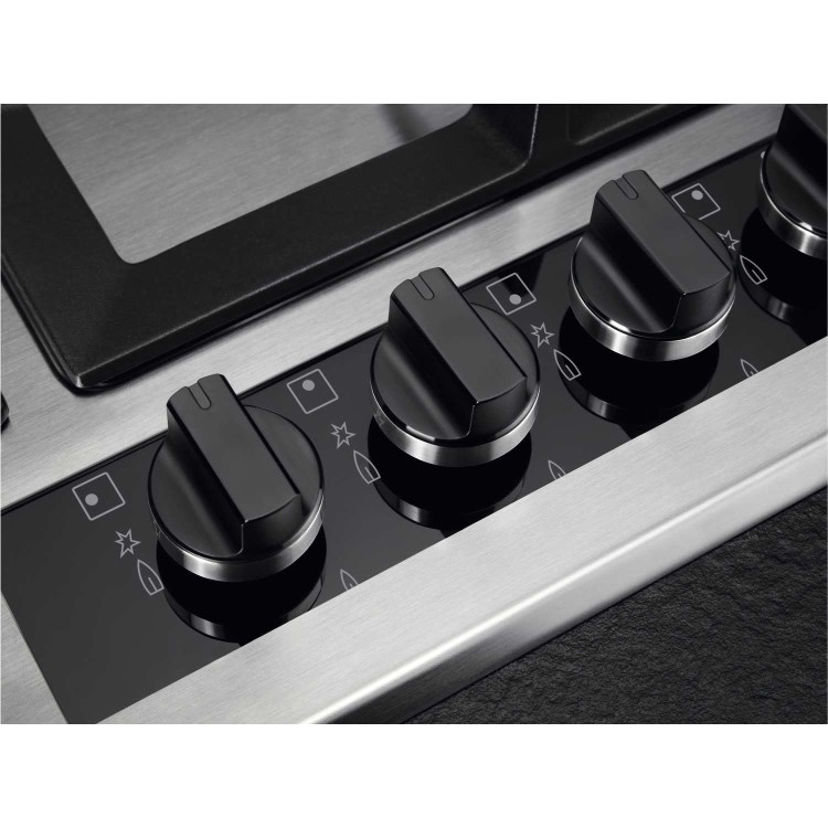 Refurbished AEG HGB95520YM 86cm 5 Burner Gas Hob With Cast Iron Pan Stands Stainless steel