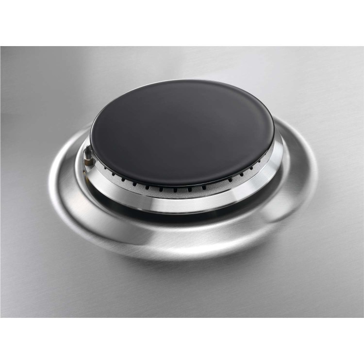 Refurbished AEG HGB95520YM 86cm 5 Burner Gas Hob With Cast Iron Pan Stands Stainless steel