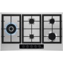 78932957/1/HGB95522YM Refurbished 86cm Five Burner Gas Hob With Cast Iron Pan Stands - Stainless Steel