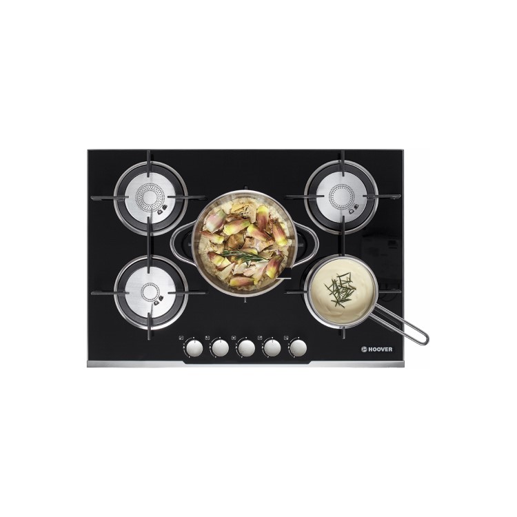 Refurbished Hoover HGV75SXVB 75cm Front Control 5 Burner Gas Hob