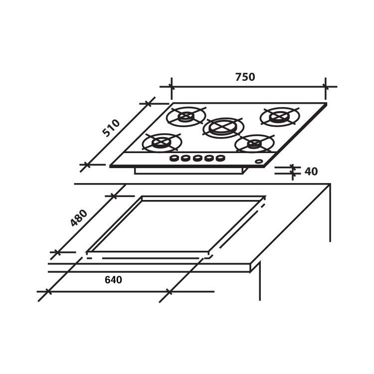 Refurbished Hoover HGV75SXVB 75cm Front Control 5 Burner Gas Hob