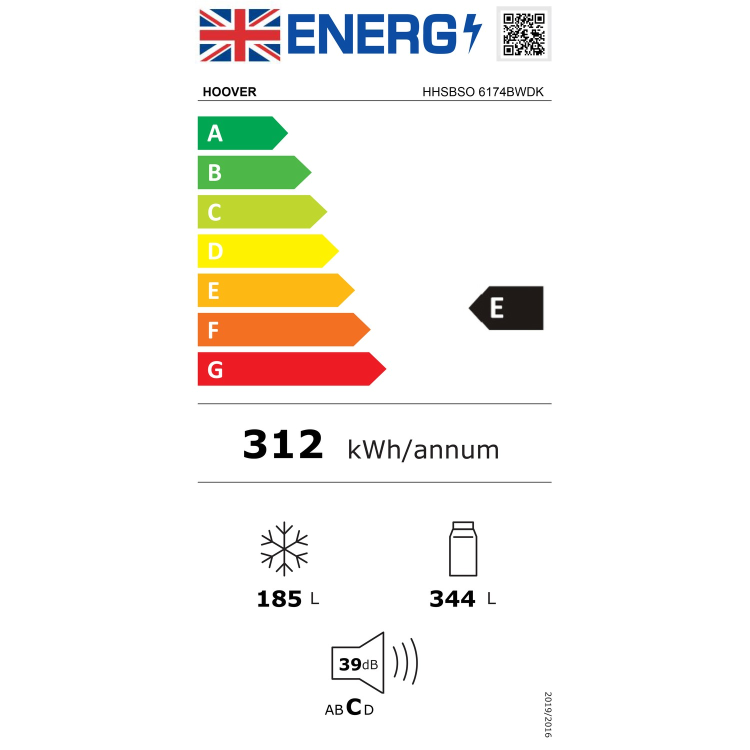 Hoover 532 Litre Side-By-Side American Fridge Freezer With Water Dispenser - Black