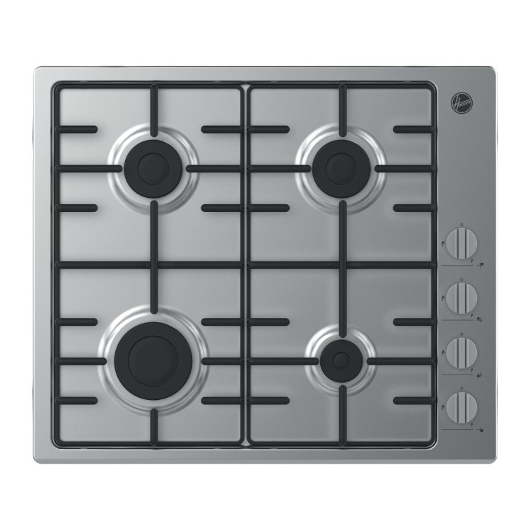 Hoover 60cm 4 Burner Gas Hob - Silver