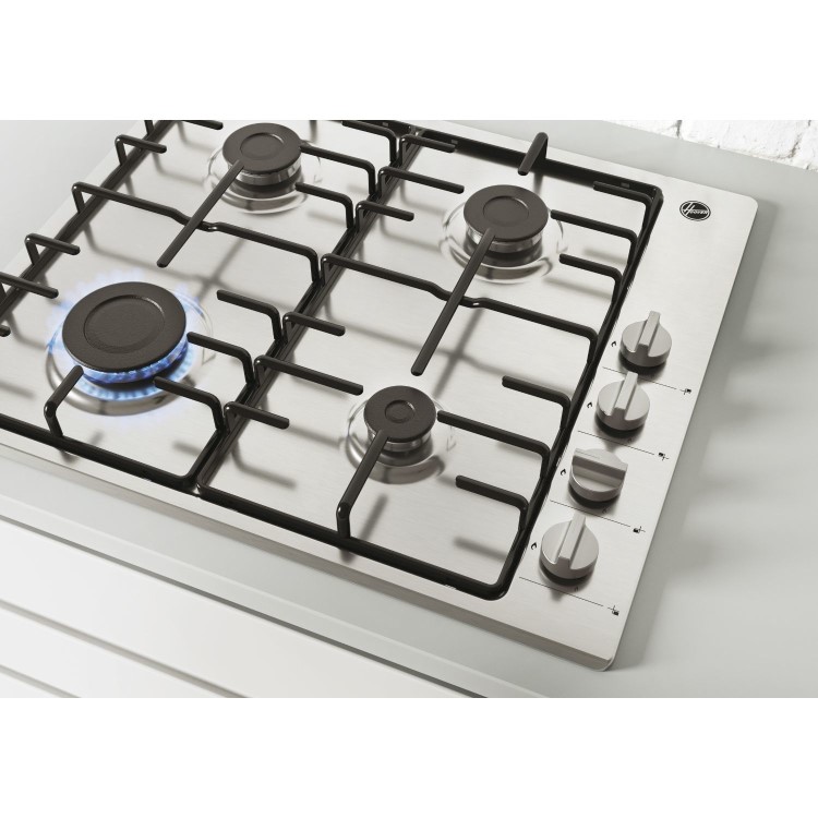 Hoover 60cm 4 Burner Gas Hob - Silver