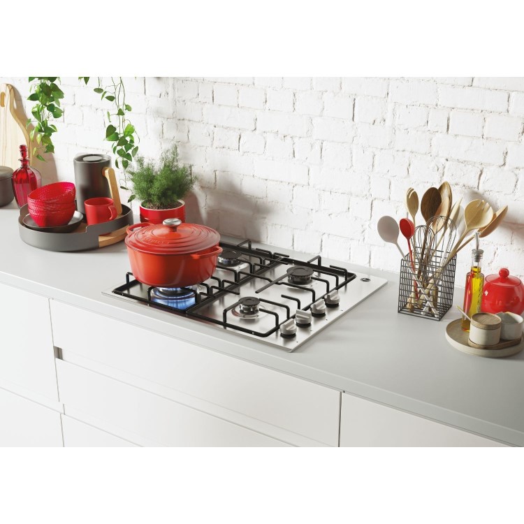 Hoover 60cm 4 Burner Gas Hob - Silver